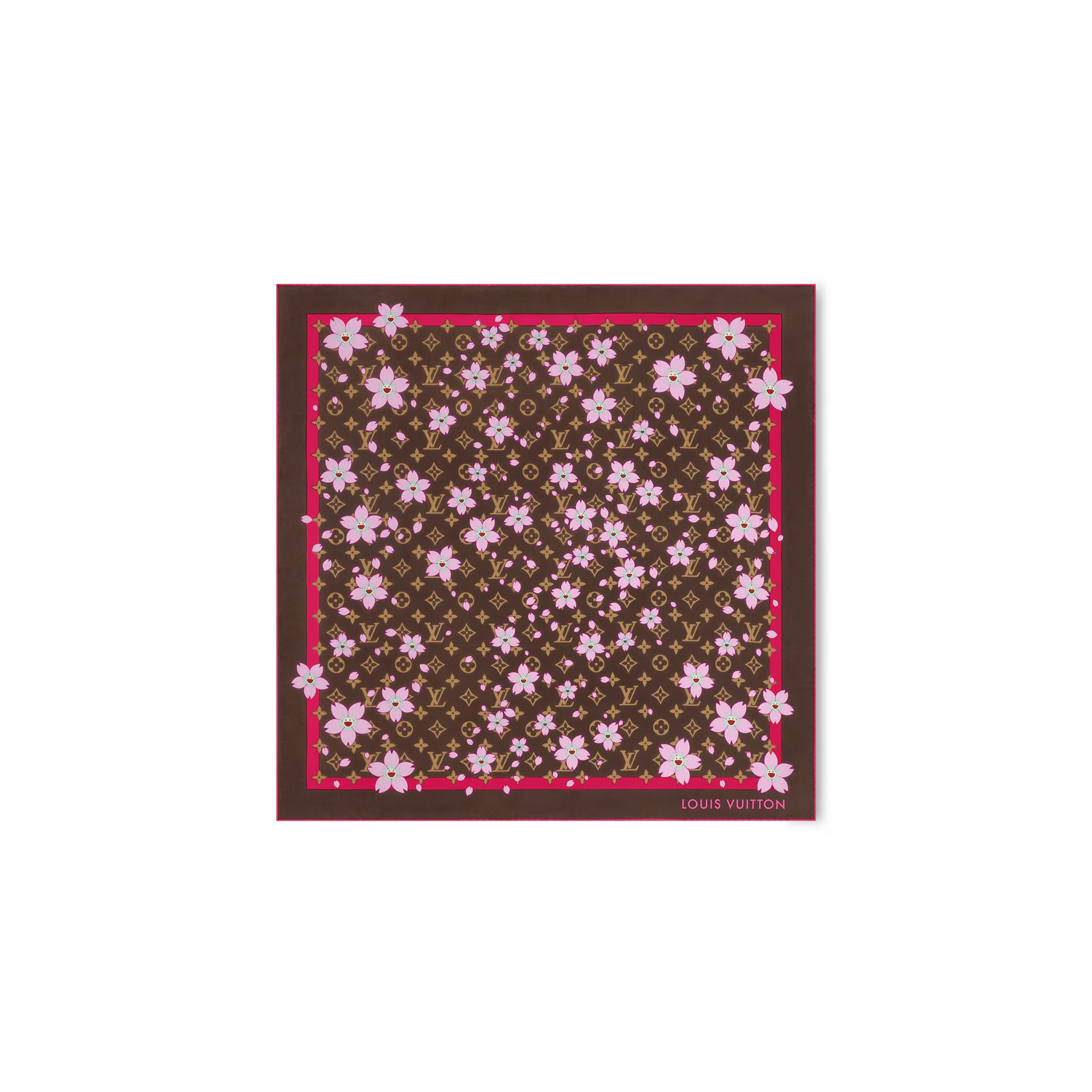 LOUIS VUITTON SCARF MURAKAMI LV X TM MONOGRAM CHERRY BLOSSOM SQUARE 70 M96102 (67*67cm)